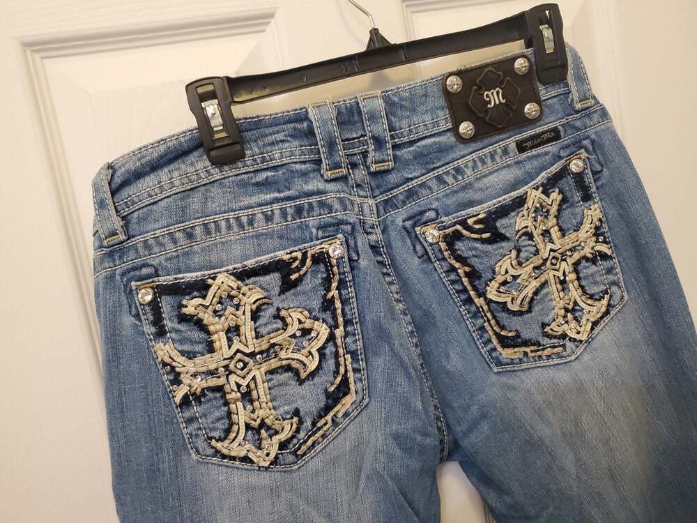 Miss Me JP5452B Embellished Bootcut Jeans Size 33 Y2K Glam